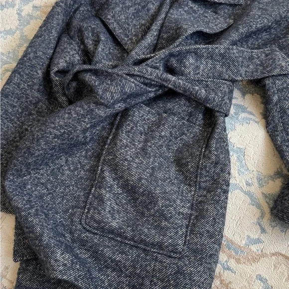 7 for all mankind Women Blue Belted Jacket Wool Blend size S - Picture 6 of 10